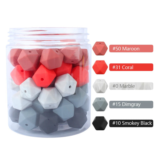 10pcs Hexagon Silicone Beads Pearl 14mm DIY Pacifier Clip Chain