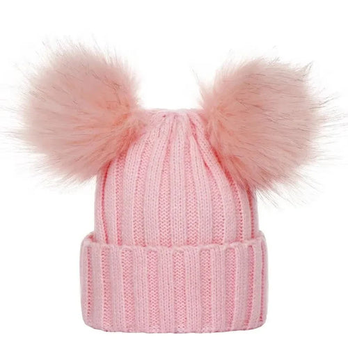 2023 Mother Kids Hats Bobble Hat Children Cap Pom Pom Beanies Caps