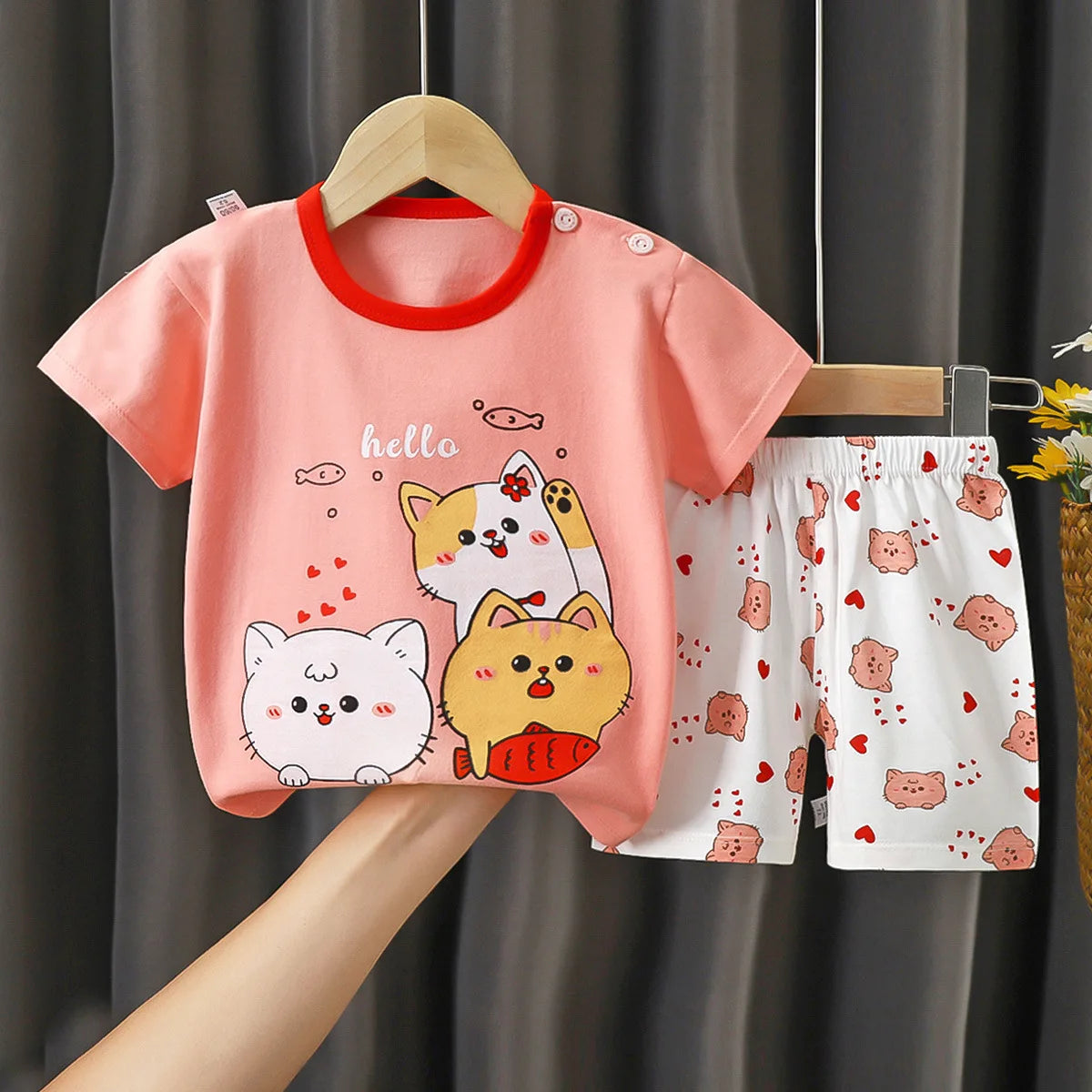 girls clothes set Short Sleeve 2pcs Tshirt+Short 1 2 3 Years Old