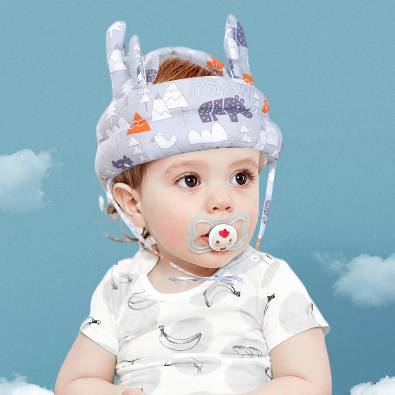 1Pcs Grey Forest Antlers Hat Walking Safety Helmet Baby Toddler Safety