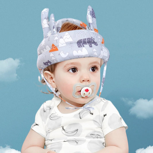 1Pcs Grey Forest Antlers Hat Walking Safety Helmet Baby Toddler Safety