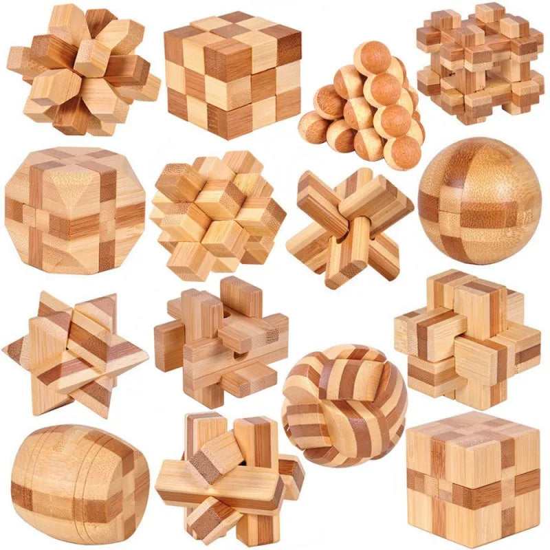 New Wooden Kong Ming Lock Lu Ban Lock IQ Brain Teaser Educational Toy