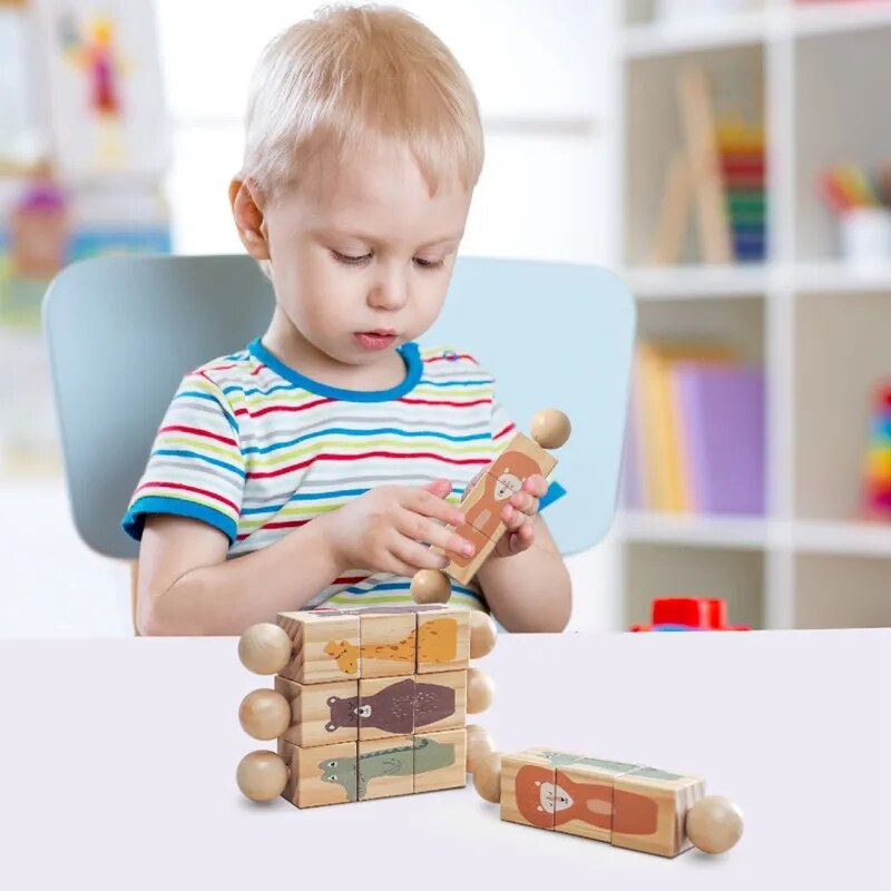 1pc Wooden Montessori Toy Hand bell Toy Baby Mobile Musical Rattle Toy