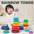 Load image into Gallery viewer, Spinning Wheel Toy Rainbow Tower Spin Tower Stacking Toys for Toddlers
