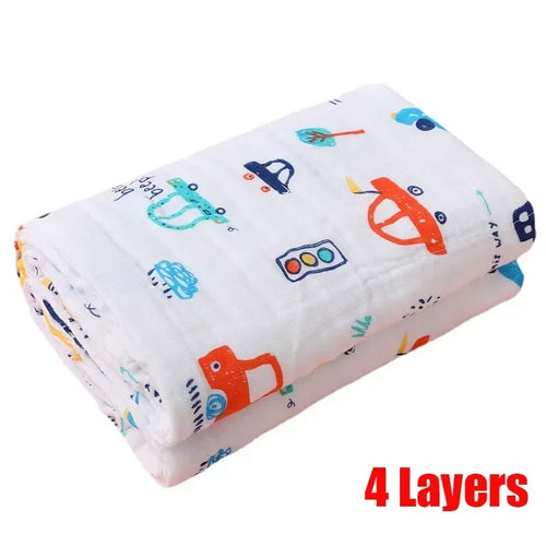 Baby Bath Towel Cartoon Print 6-layer Newborn Towel Cotton Blankets