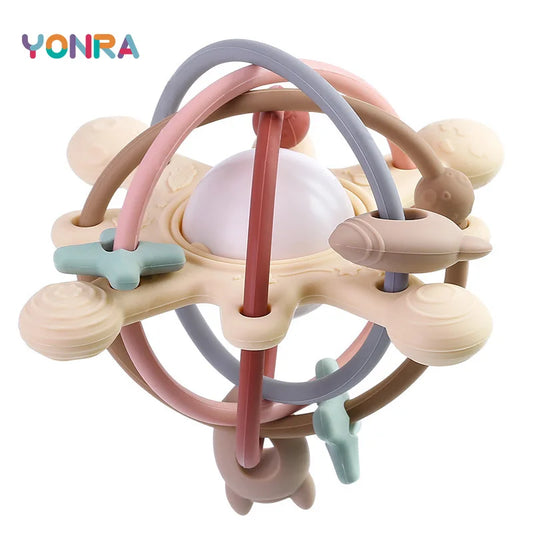 Rattle & Sensory Teether Bed Bell Silicone Montessori Ball Newborn