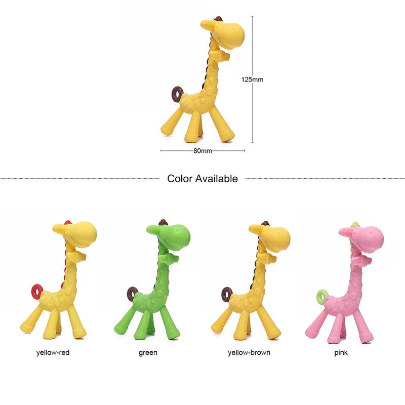 Dr.isla 1 pcs Silicone Teethers Giraffe Cartoon Baby Ring Teether BPA