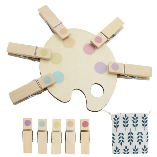 Mini Montessori Visual Sensory Toys Wooden Clip Color Matching Puzzle