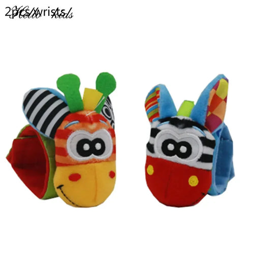 Cartoon Plush Socks Wrist Strap Rattles Baby Toys 0-12 Months Newborn