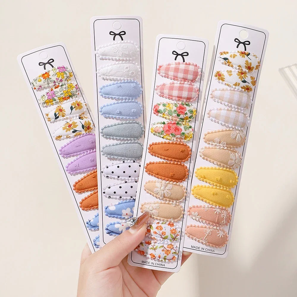 10/20Pcs Cotton Print Hair Clip Hairpin for Girl Fabric Plaid Mini BB