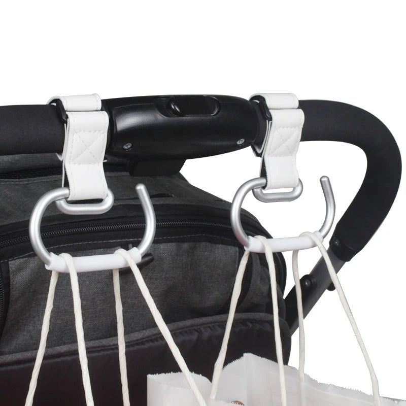 1-2Pcs PU Leather Stroller Hooks Rotate 360 Degrees Multifunctional