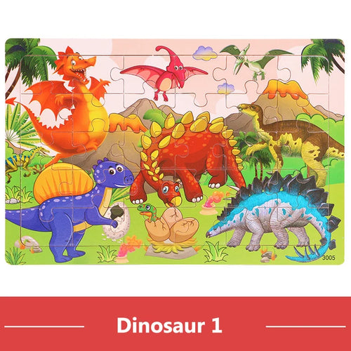 Economy 30piece Montessori 3D Puzzle Cartoon Animal Wooden Jigsaw