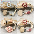 Load image into Gallery viewer, Custom Name Silicone Beads Wooden Ring Pacifier Clips Safe Teething
