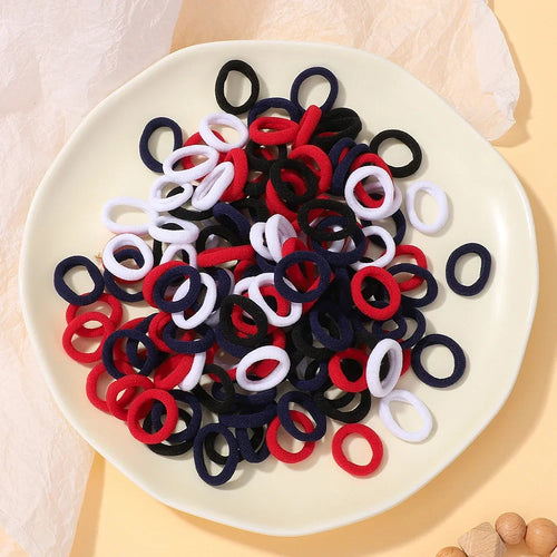 100Pcs/bag Girls Colorful Hair Bands Set Nylon Elastic Rubber Band