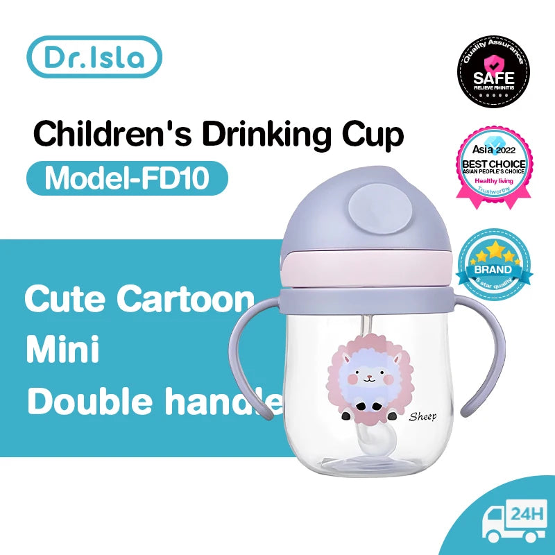 Dr.isla BY01 250ML Kids Water Sippy Cup Baby Feeding Cup with Straws