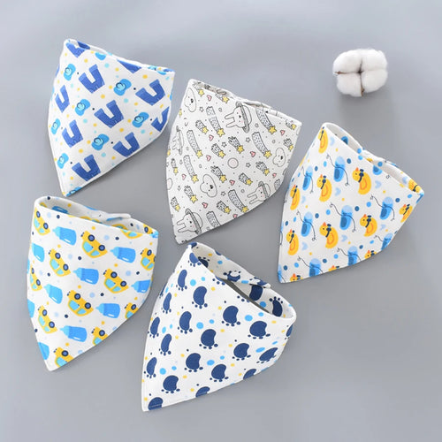 5pcs Pure Cotton Bandana Waterproof Bibs Baby Saliva Towel Triangle