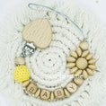 Load image into Gallery viewer, Custom Name Silicone Beads Wooden Ring Pacifier Clips Safe Teething
