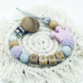 Load image into Gallery viewer, Custom Name Silicone Beads Wooden Ring Pacifier Clips Safe Teething
