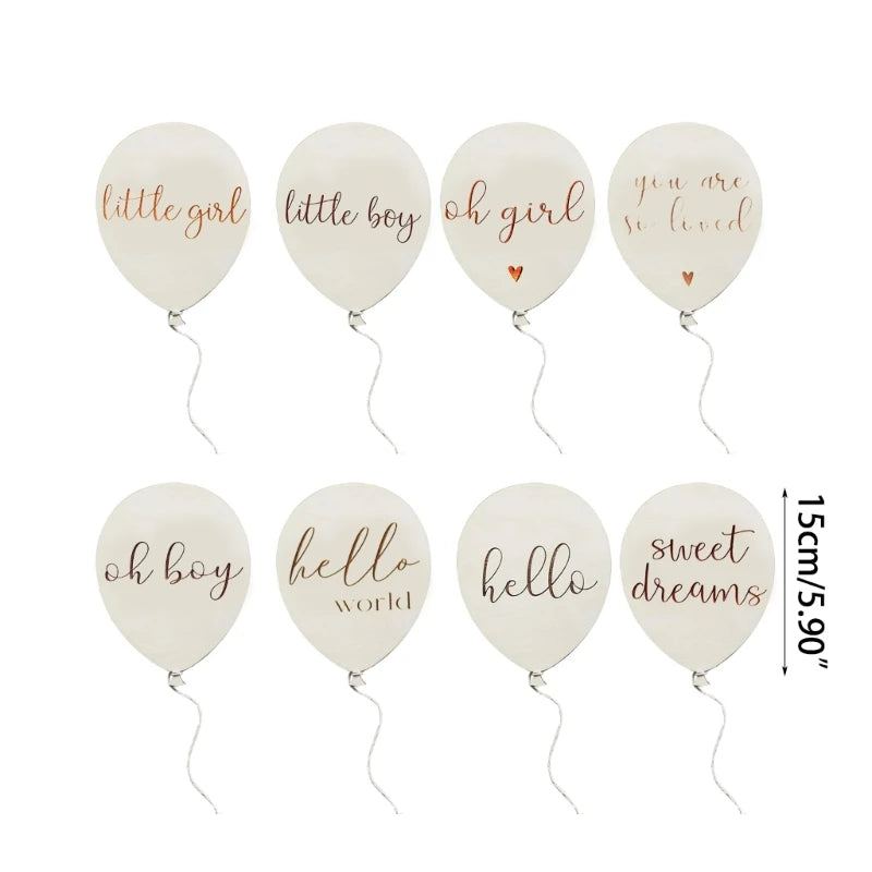 Baby Wooden Balloon Milestone Newborn Birth 1-12 Month Card Birthday