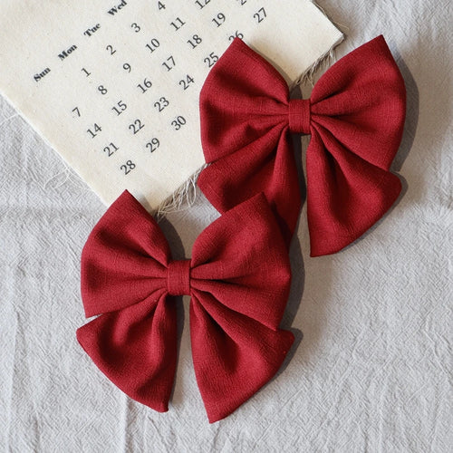 2Pcs/lot Solid Color Hair Bows Boutique With Clips For Girls Hairgrips