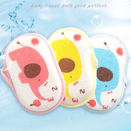 Cute Kids Baby Cotton Shower Bath Sponge Rub Cartoon elephant Body