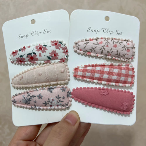 2Sets/Lot Basic Snap Baby Girl Hair Drop Clips Boutique Flower Print