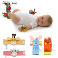 Load image into Gallery viewer, Cartoon Plush Socks Wrist Strap Rattles Baby Toys 0-12 Months Newborn
