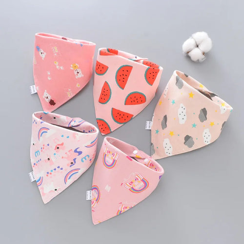 5pcs Pure Cotton Bandana Waterproof Bibs Baby Saliva Towel Triangle