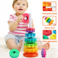 Load image into Gallery viewer, Montessori Rotating Rainbow Tower Baby Stacking Puzzle Toys Safety and
