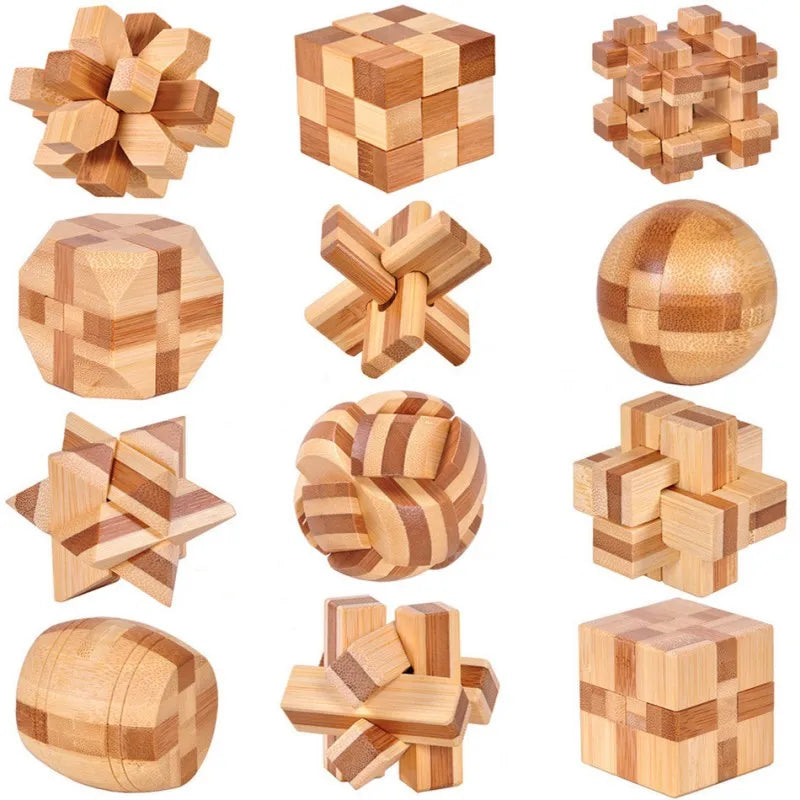 New Wooden Kong Ming Lock Lu Ban Lock IQ Brain Teaser Educational Toy