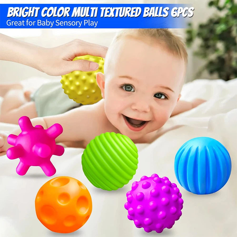 6PCS Textured Balls for Baby Sensory Play 6-12 Months, Activity Multi