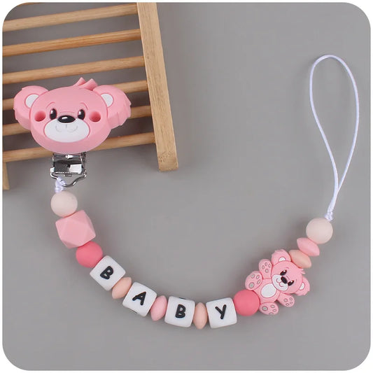 Baby Handmade Personalized Name Clips Cartoon Silicone Beads Pacifier