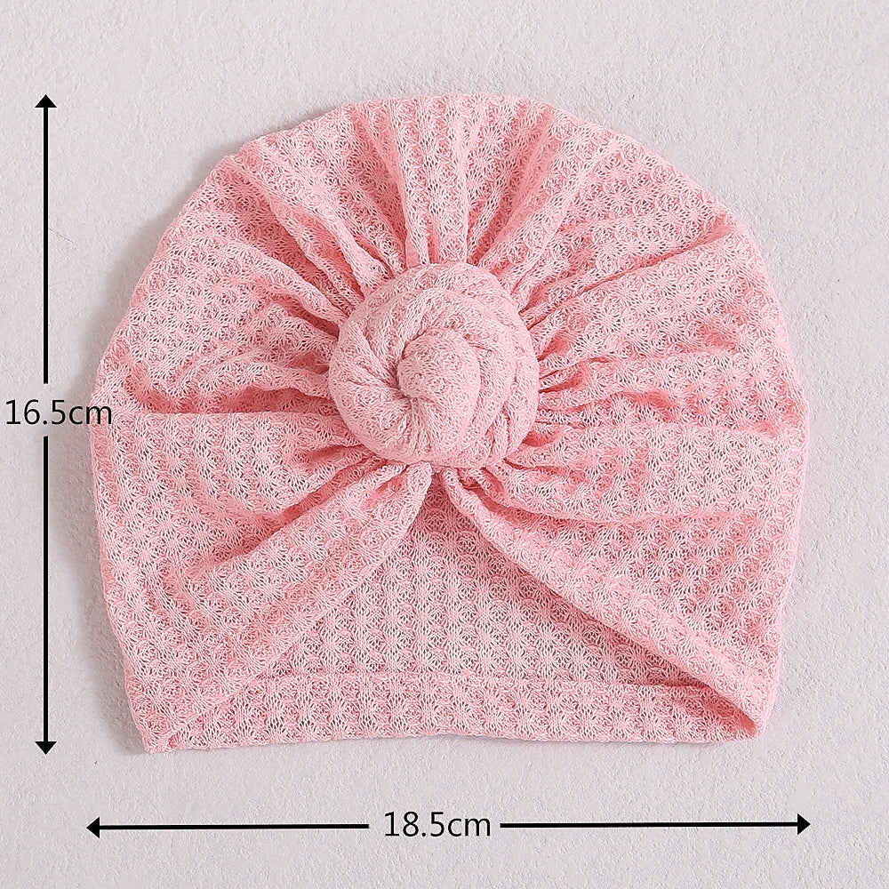 Solid Donut Turban Baby Girl Cap Winter Warm Infant Hat Elastic Child