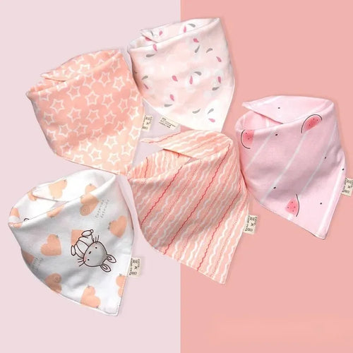 5pcs Pure Cotton Bandana Waterproof Bibs Baby Saliva Towel Triangle