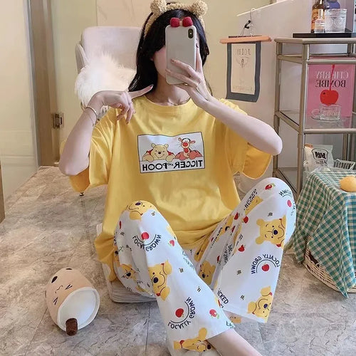 Disney Cartoon Mickey Winnie Snow White Pajamas Ladies Summer Short