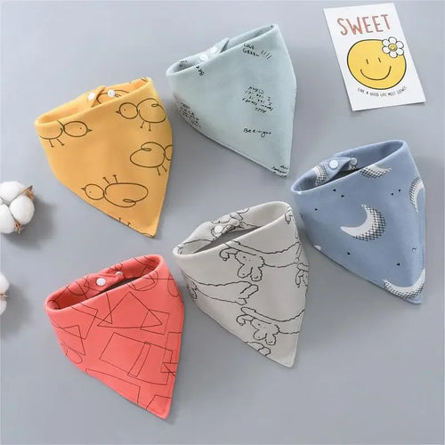 5pcs Pure Cotton Bandana Waterproof Bibs Baby Saliva Towel Triangle