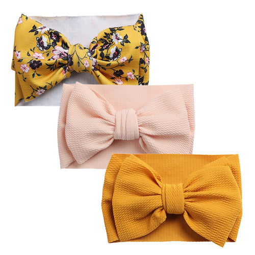 3Pcs/Lot Flower Bullet Baby Headband Cow Leopard Dot Print Headwraps