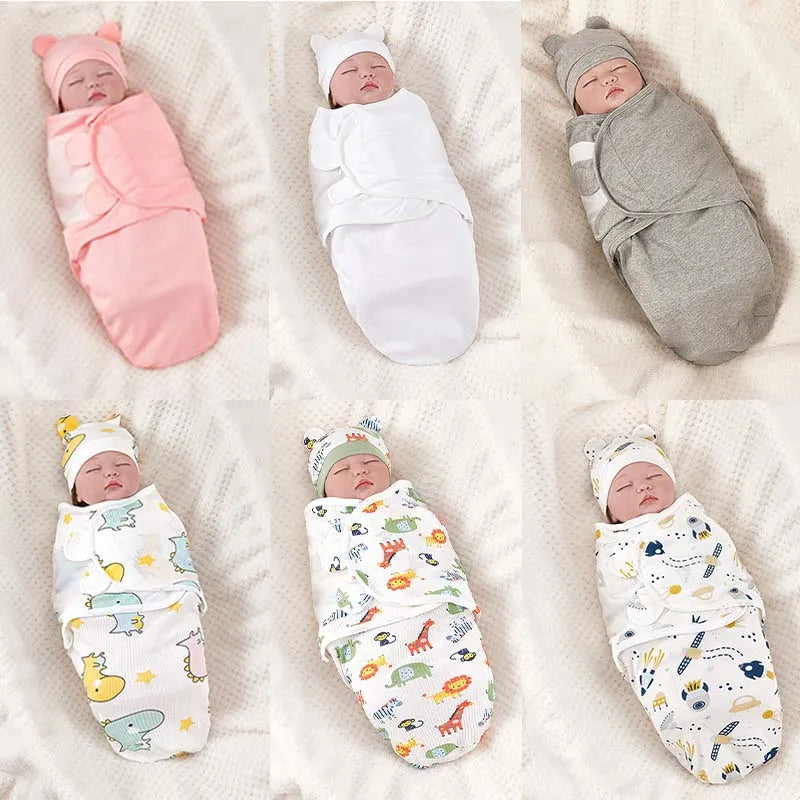 Newborn Sleeping Bag Cotton Baby Swaddle Wrap Adjustable Newborn