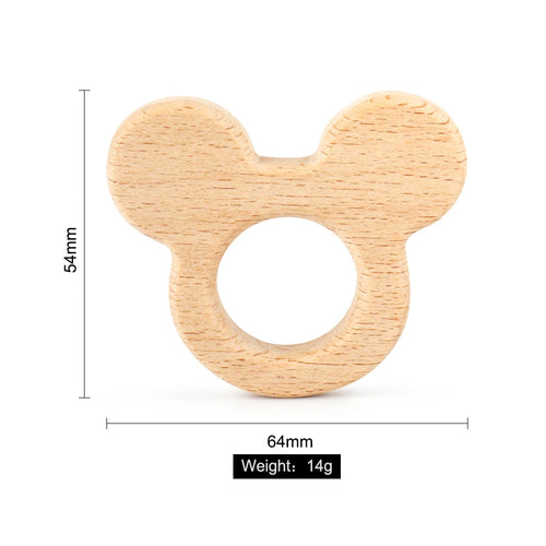 1pc Baby Teether Wooden Food Grade Cartoon Animals DIY Kids Teething