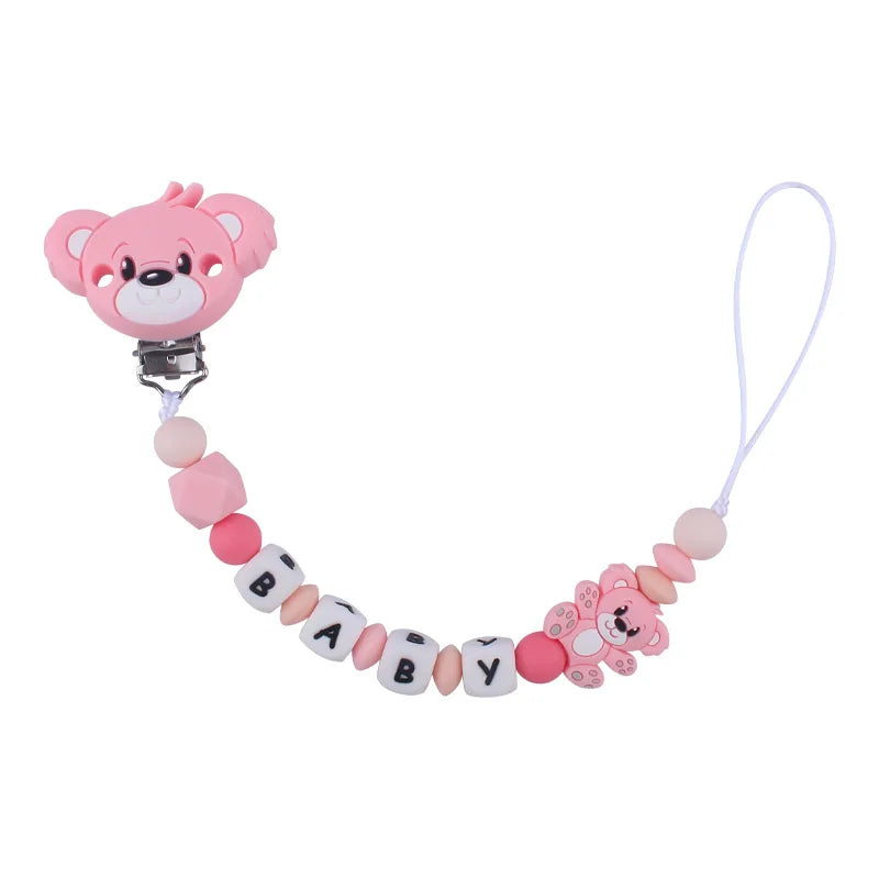 Baby Handmade Personalized Name Clips Cartoon Silicone Beads Pacifier