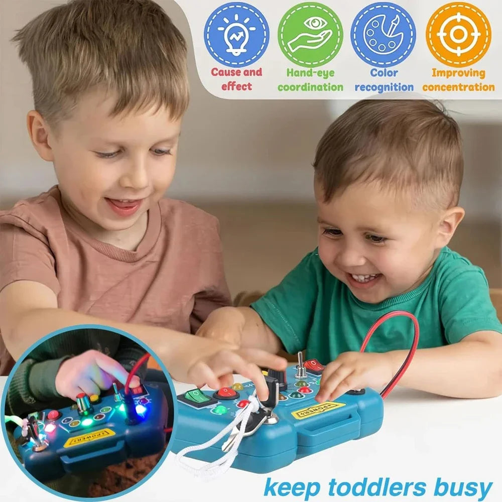 Busy Board Led Lights Switch Sensory Montessori Toys Portable Electric