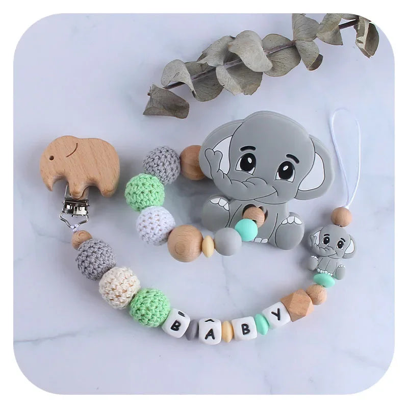 Personalized Name Baby Pacifier Clips Cartoon Toddler Soother