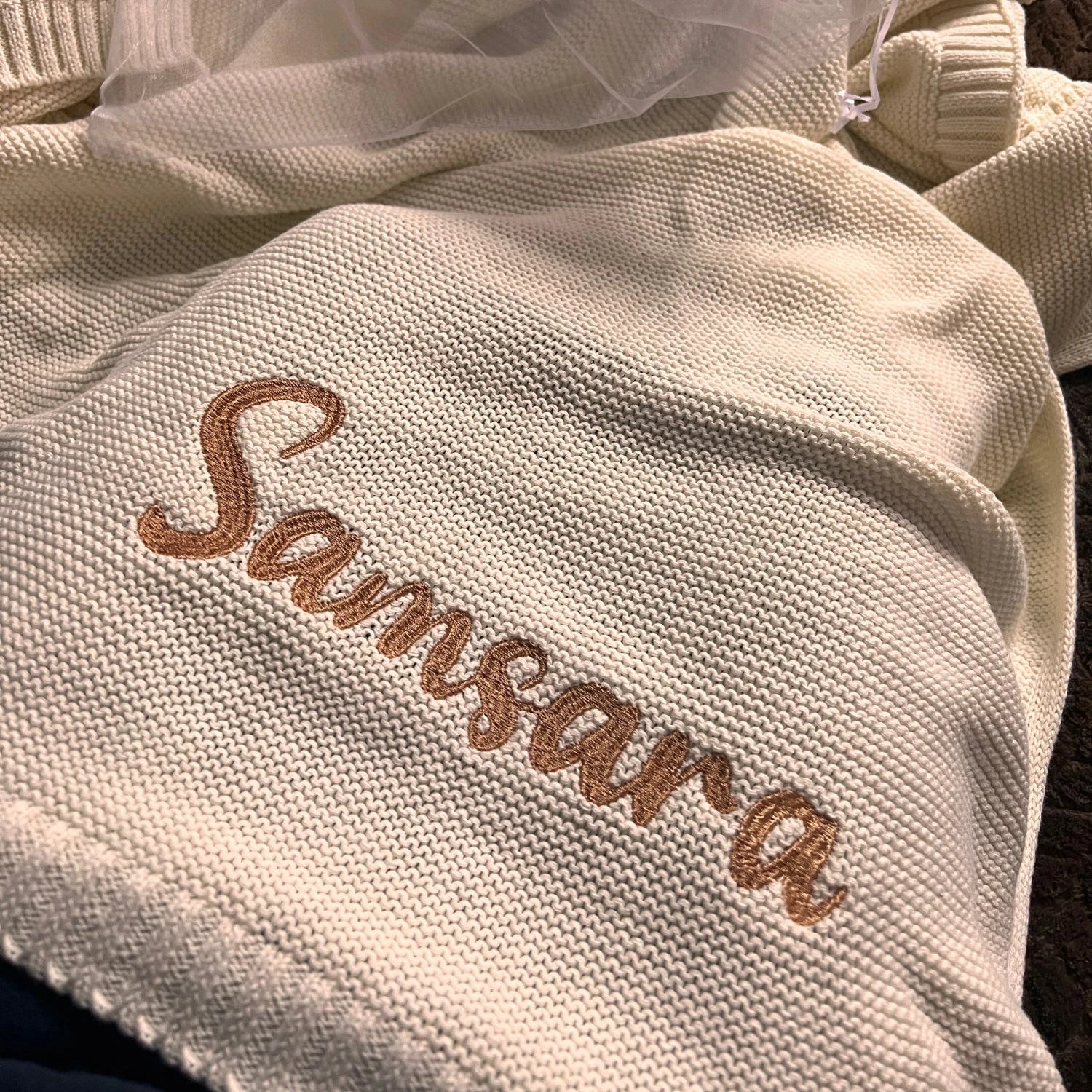 Personalized Name Baby Blanket Embroidered Name Knit Baby Blanket