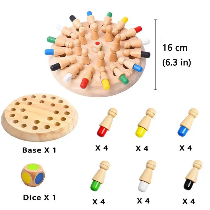 Montessori Wooden Memory Match Stick Chess Board Game Logic Braintease