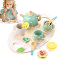 Load image into Gallery viewer, 15pcs Wooden Tea Toys Pretend Play Kitchen Accessories Food Playset
