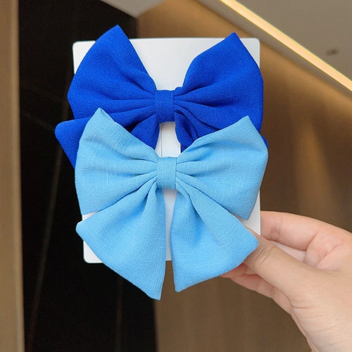 2Pcs/lot Solid Color Hair Bows Boutique With Clips For Girls Hairgrips