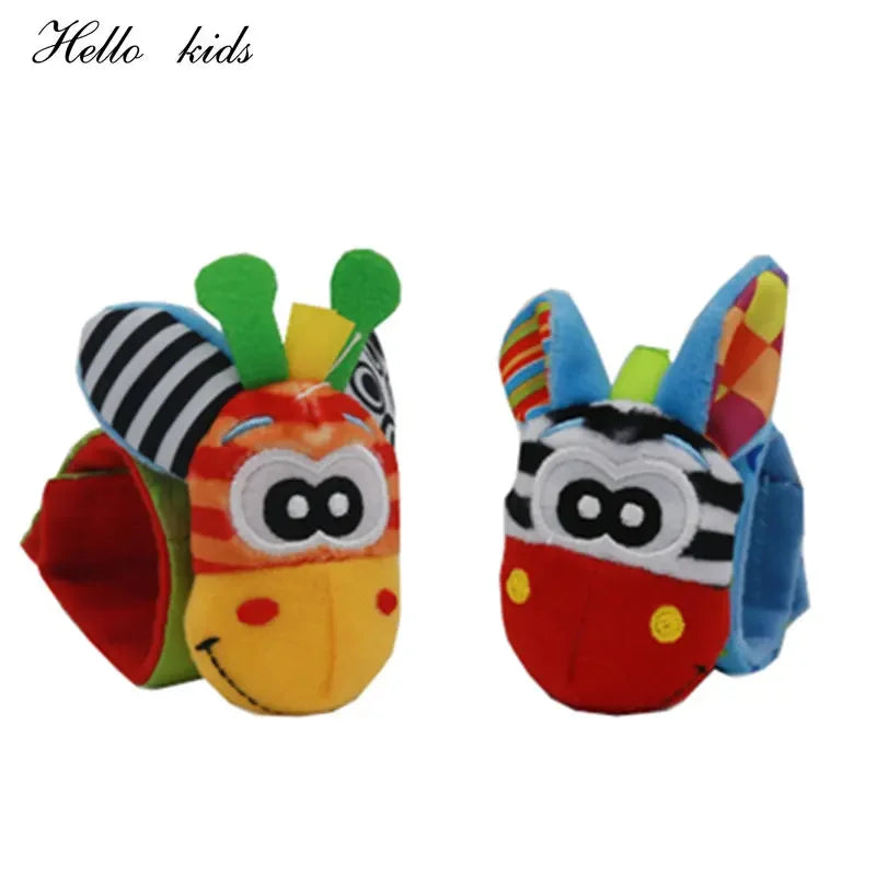 Cartoon Plush Socks Wrist Strap Rattles Baby Toys 0-12 Months Newborn