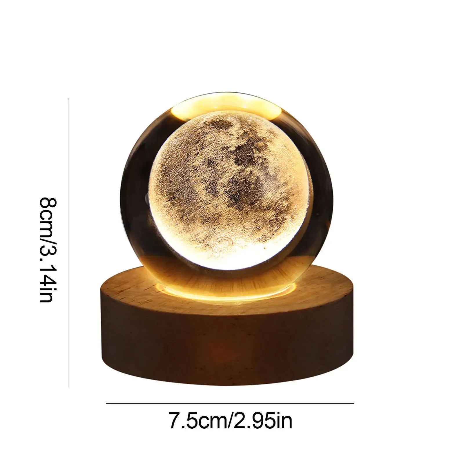 Kids LED Crystal Ball Toys Table Lamp 3D Moon Planet Galaxy Decor