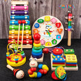 Load image into Gallery viewer, 9 in 1 Wooden Montessori Toys Rattle Bell Drum Column Set Musical
