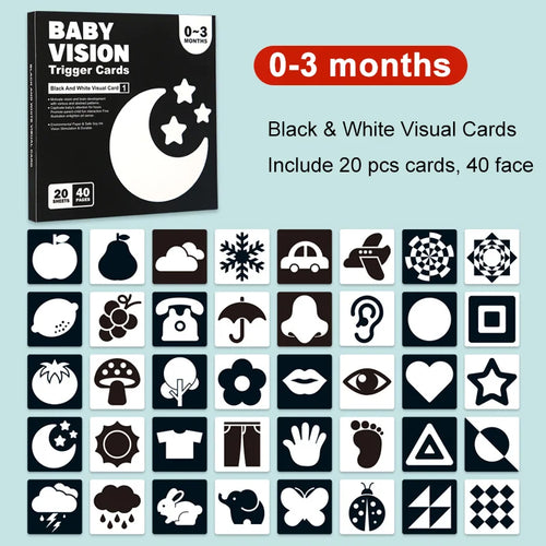 Baby Visual Stimulation Cards Montessori High Contrast Flash Card